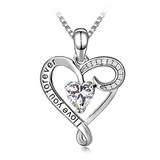 925 Sterling Silver Love You Forever Heart Pendant Necklace for Women Mother Wife at Birthday Christmas