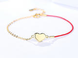S925 Sterling Silver Love Bracelet Female Wild Delicate Peach Heart Glossy Lucky Red String Bracelet