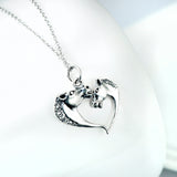 Animal Horse Shaped Heart Necklace Customend 925 Sterling Silver Fashion Jewelry For Woman
