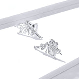 925 Ssterling Silver Jewelry Dancing Fairy with Wings Stud Earrings for Women Hypoallergenic Ear Pins Gifts for Kids BSE338