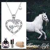 Horse Pearl Necklace Gifts for Women Sterling Silver She Believe She Could So She Did Heart Pendant Inspirational Jewelry for Girls