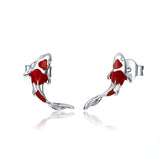 Fish Red Enamel Stud Earrings
