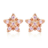 Sakura Pink Flower Exquisite Stud Earrings 