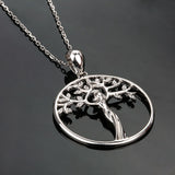 925 sterling silver the godness of tree pendant round shape with CZ  chain Necklace for women Fashion  jewelry gift