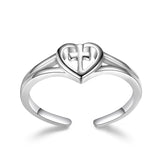 Jewelry Sterling Silver Heart Shape Loving Cross Open Rings Wholesale