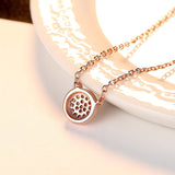 7mm Pave CZ Disc 925 Sterling Silver Pendant Necklace With Rose Gold Plating