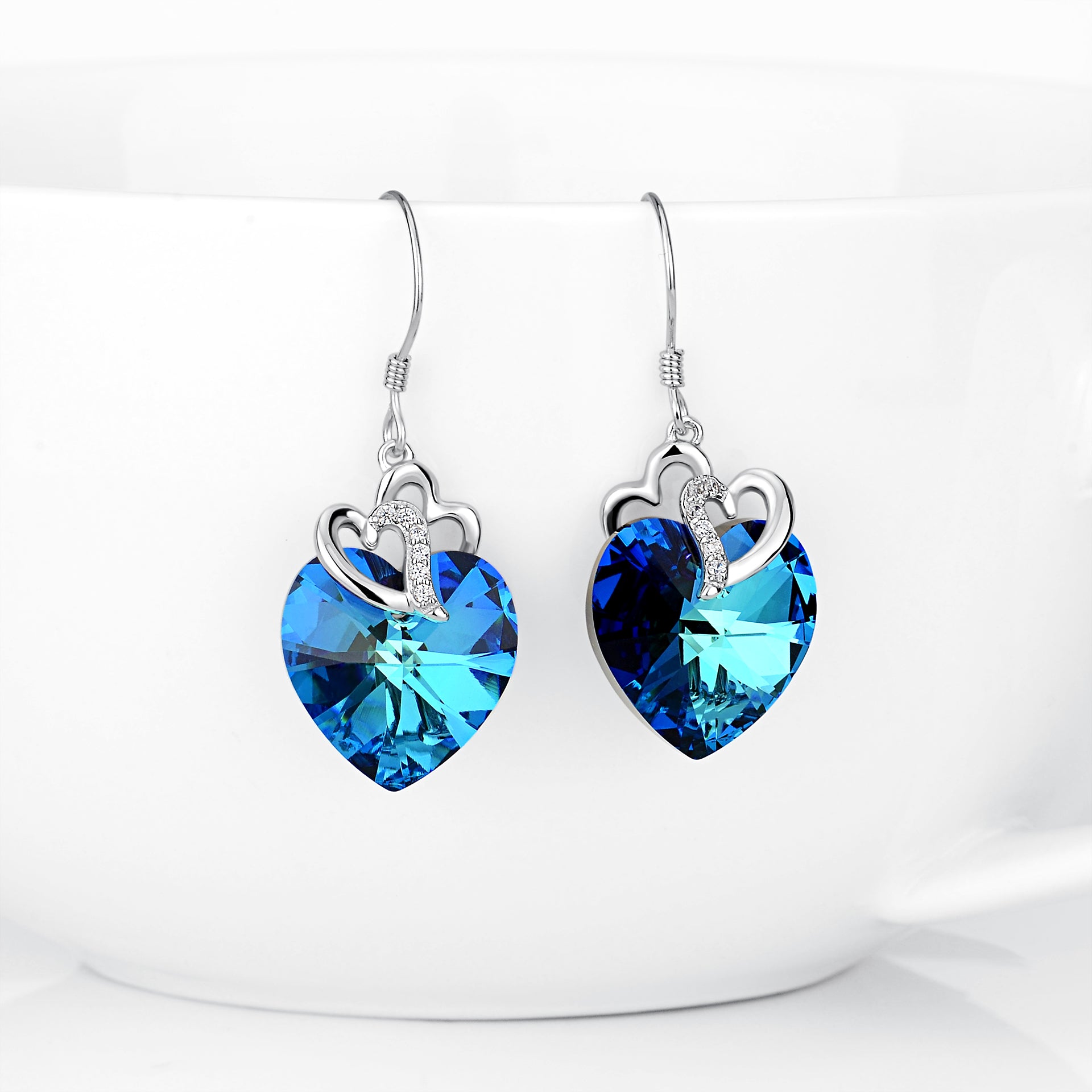 Shining heart shape drop earrings for women jewelry fashion earrings
