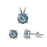 Silver  Necklace Pendant Earrings Jewelry Set