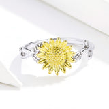 S925 sterling silver sunflower ring color separation plating ring