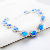 Blue Opal Gemstone Bracelet Fashionable Design Silver Bracelet