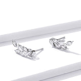 925 Sterling Silver Shining Wheat Shape Ring and Stud Earrings Precious Jewelry For Women