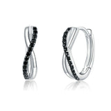 925 Sterling Silver Black Stone Infinity Hoop Earrings Precious Jewelry For Women