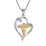 Caduceus Angel Nursing Themed Pendant Live Love Heal Necklace