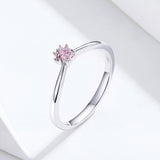 S925 Sterling Silver Cute Pet Paw Print Ring Platinum Plated Zircon Ring