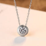 Fashion Round Crystal cubic Zirconia Pendant Sterling Silver Necklace Wholesale