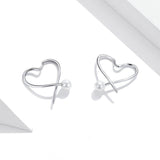 925 Sterling Silver Shell Pearl Heart Ear Hoops Earrings For Women Minimalist Simple Fine Elegant