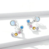 925 Sterling Silver Jewelry White Opal Joyería Colorful Bubble Ear Jacket Earrings for Women Hypoallergenic Wedding Jewelry