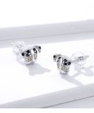 925 Sterling Silver Exquisite Dog Animal Stud Earrings Precious Jewelry For Women