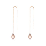 18K Gold Europe And The United States New Long Line Water Droplets Dangle Earring