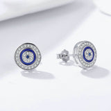 Hot Sale Authentic 925 Sterling Silver Blue Eye Round Stud Earrings for Women Fashion Sterling Silver Jewelry