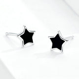 925 Sterling Silver Jewelry Simple Minimalist Star Stud Earrings for Girl Anti-allergy Enamel Jewelry Accessories Gifts