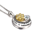 A piece of my heart lives in my heaven necklace puppy paw zirconia necklace
