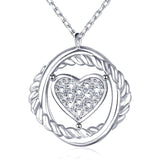 S925 Sterling Silver Creative Round Twist Micro-Inlaid Love Pendant Necklace Female Jewelry Cross-Border Exclusive