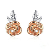 3D Vivid Rose Flower Stud Earrings