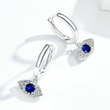 925 Sterling Silver Jewelry Blue Eye Drop Earrings for Women Wedding Statement Protection Fashion Jewelry