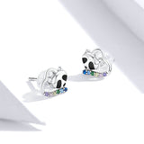 925 Sterling Silver Cute Raccoon Stud Earrings Precious Jewelry For Women