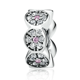 Silver Clearly CZ Pink Silver Spacers Charms