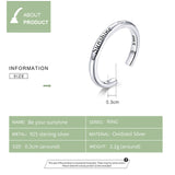 925 Sterling Silver Sunshine Adjustable Finger Rings for Girlfriend Stackable Fashion Jewelry