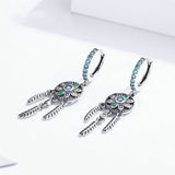 Bohemia Dream Catcher Hanging Drop Earrings for Women Boho Style 925 Sterling Silver Fashion Jewelry Gifts