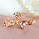 Hourglass Charms 925 Sterling Silver Rose Gold Plated Cubic  Zircon  Charms  Fit European Charms Bracelet