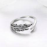 S925 sterling silver gorgeous leaf ring oxidized zircon ring