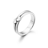 S925 Sterling Silver Simple Double Love Retro Oxidation Ring