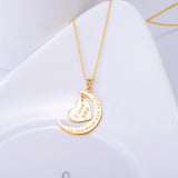Heart And Moon Shaped Necklace Wholesale 14K Yellow Gold Necklace