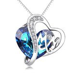 Sterling Silver Pendant Charm Love Chain Crystal Shape Fashion Design Jewelry Necklace
