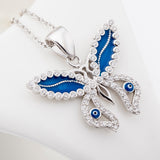 Silver Butterfly Shaped Pendant Necklace With CZ Unique Design Sterling