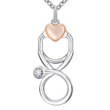 rose gold color love heart stethoscope pendant necklaces