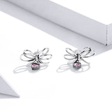 925 Sterling Silver Exquisite Bowknot Shining Zircorn Stud Earrings Fashion Jewelry For Gift