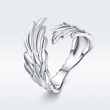 S925 Sterling Silver Wing Ring White Gold Plated Ring