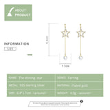 Star Pearl Long Earrings for Girlfriend Sterling Silver 925 Earring Gold Color Fashion Jewelry