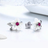 Earrings for Women 925 Sterling Silver Pure Shell Leaf Flower Stud Earring Fashion Korea Style Silver Jewelry