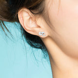 Waves Stud Earrings for Girls 925 Sterling Silver Ocean Blue CZ Statement Jewelry Original Design Fashion Bijoux