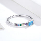 S925 Sterling Silver Meets Rainbow Ring white gold plated cubic zirconia ring
