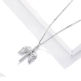 925 Sterling Silver Holy Cross and Angel wings Pendant Necklace Precious Jewelry For Women