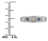 14k White Gold Princess-cut Natural Diamond & Blue Sapphire Bridegroom Wedding Band Ring (3/4 cttw, I-J, I1-I2)