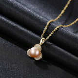 three-leaf clover cubic Zircon flower Freshwater Pearl pendant Sterling Silver necklace jewelry accessories