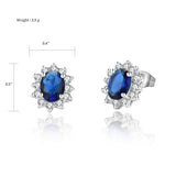Cubic Zirconia Created Sapphire September Birthstone Stud Earrings Blue Jewelry Birthday Gift for Her